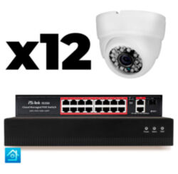 Комплект видеонаблюдения IP 5Мп  KIT-A512IP-PL 12 камер, программный датчик движения, удаленный доступ, ночное видение, умный коммутатор