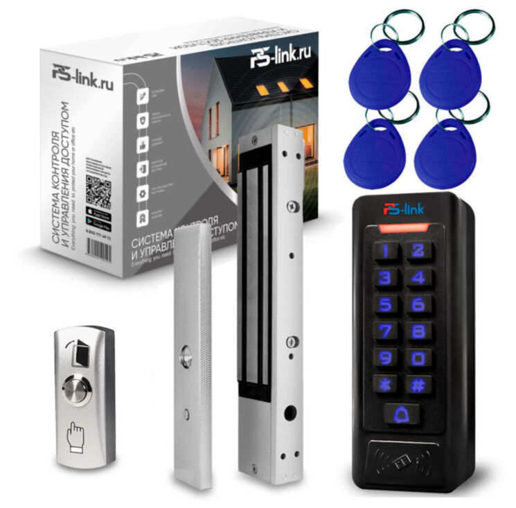 Система СКУД KIT-C1EM-280LED на 1 дверь, замок 280 кг, кодовая панель EM-Marine на 2000 ключей